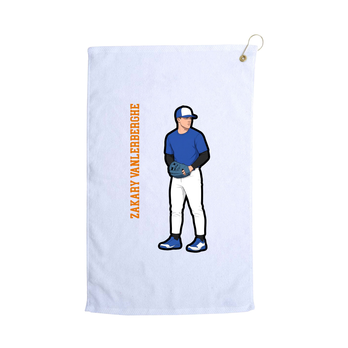 Golf Towel — Name Vertical in White