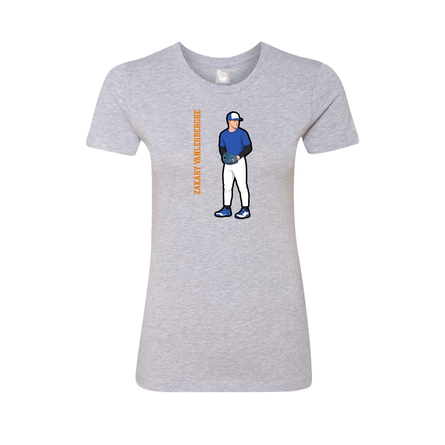 Fitted Women's Tee — Name Vertical in Grey