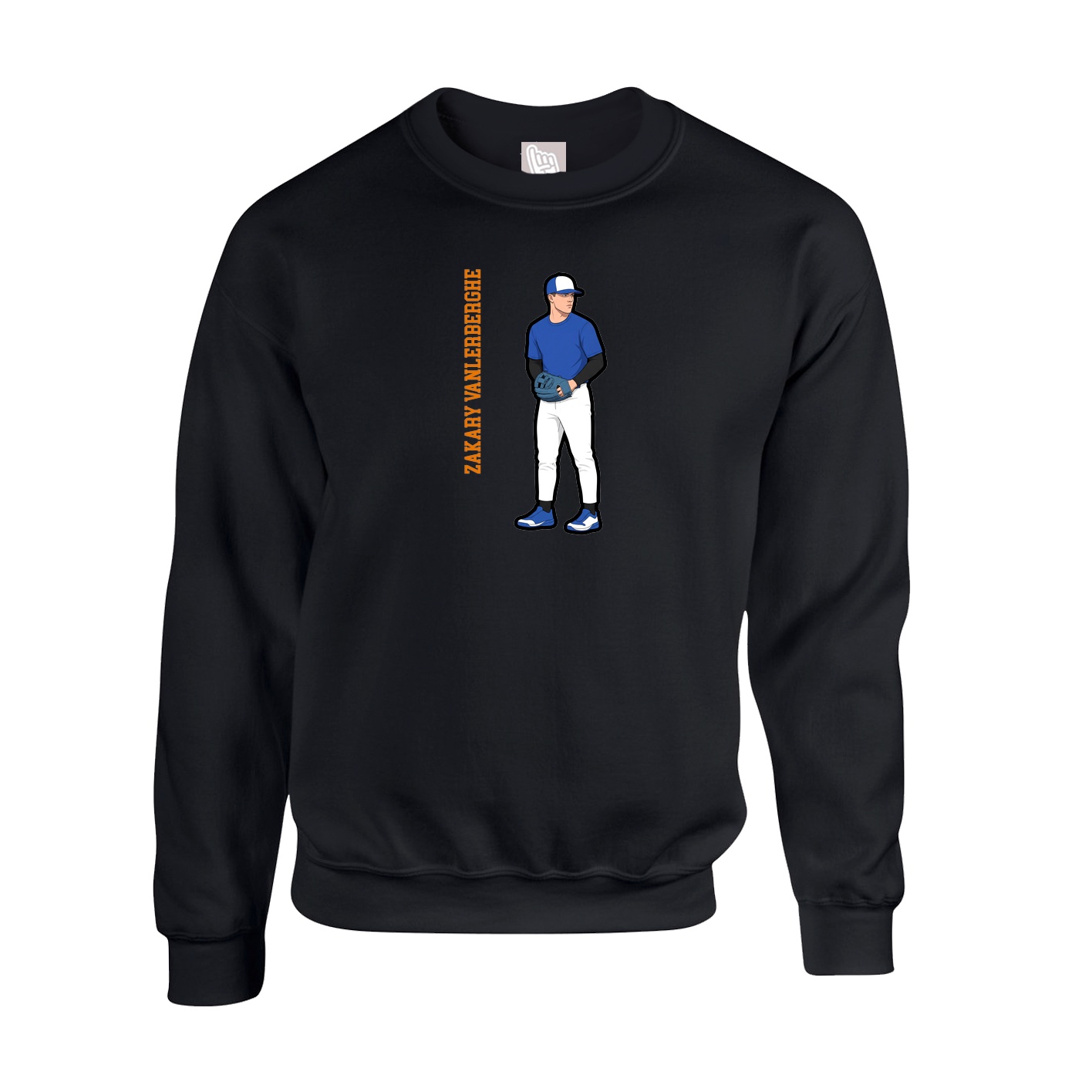Fleece Crew — Name Vertical in Black