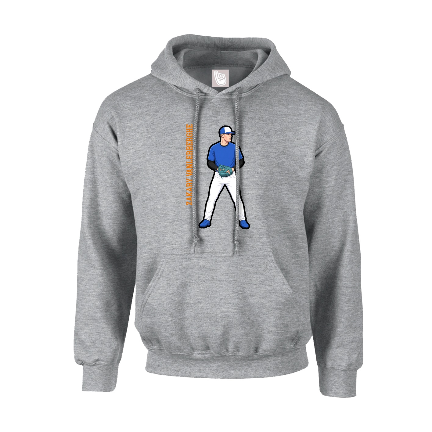 Youth Hoodie — Name Vertical in Grey