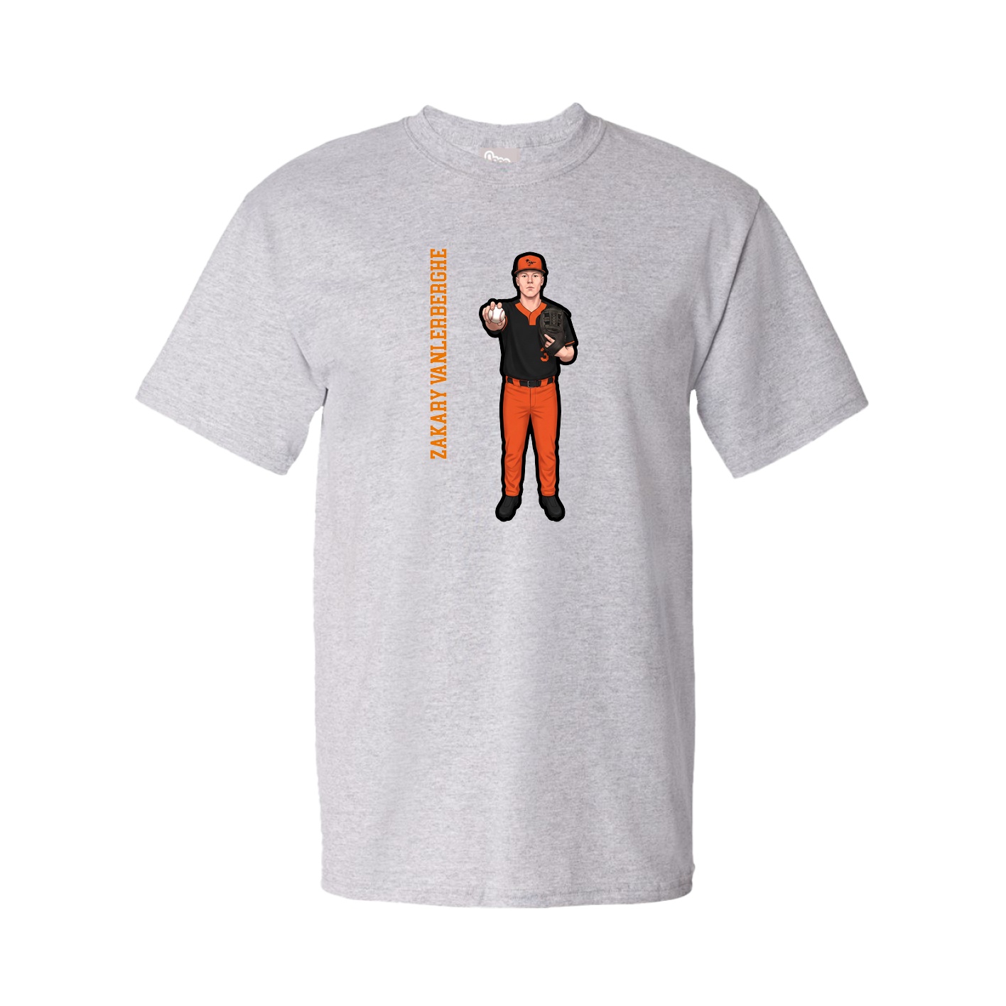 Youth Tee — Name Vertical in Grey