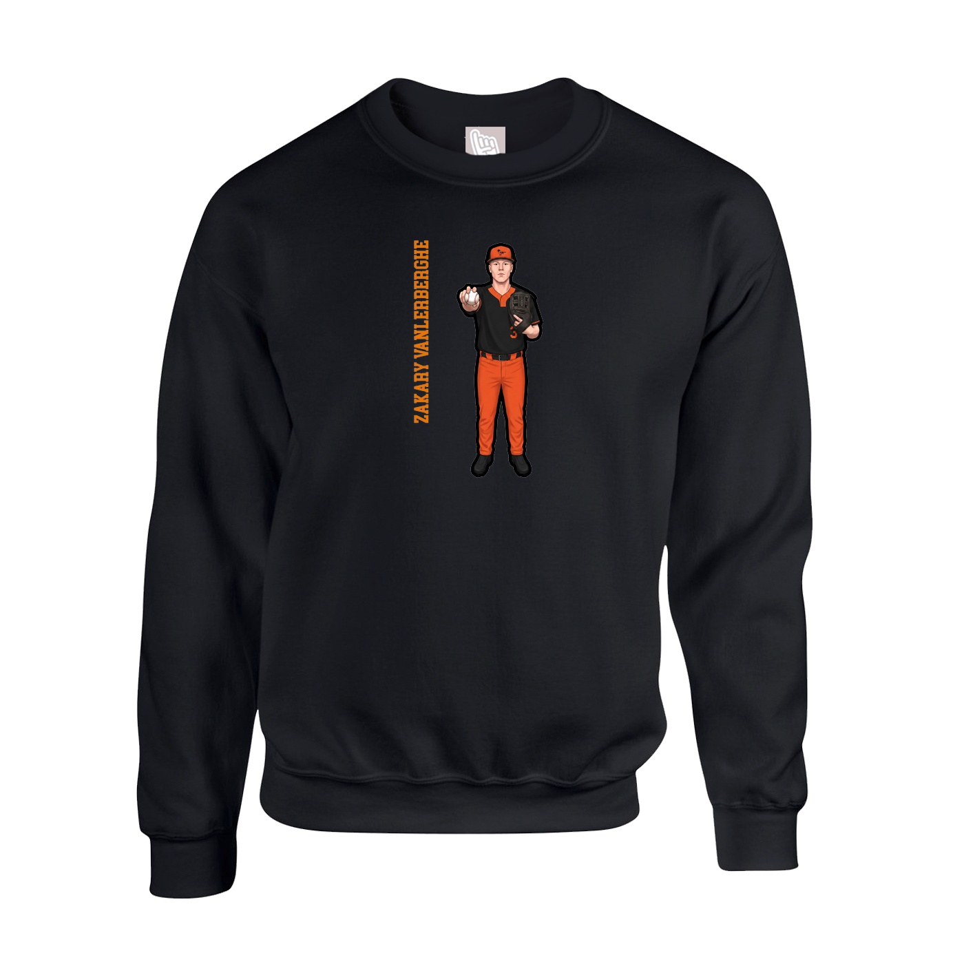 Fleece Crew — Name Vertical in Black