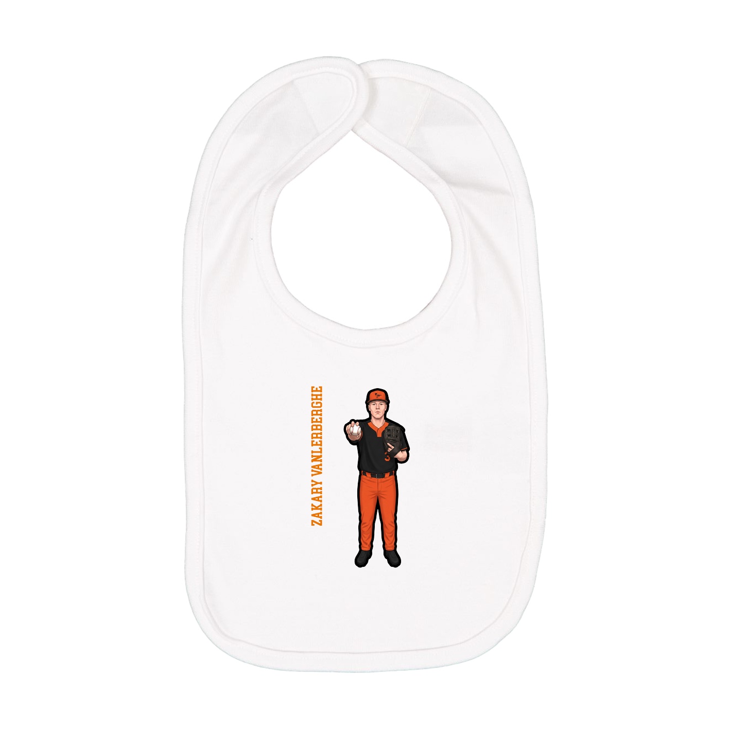 Infant Bib — Name Vertical in White
