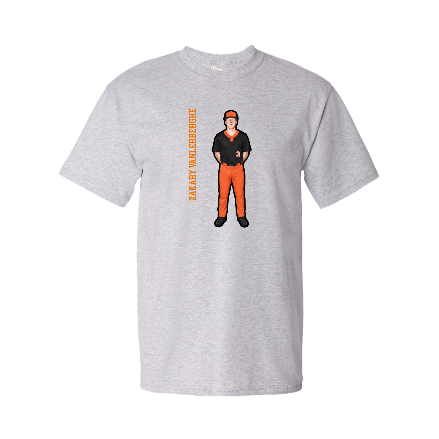 Youth Tee — Name Vertical in Grey