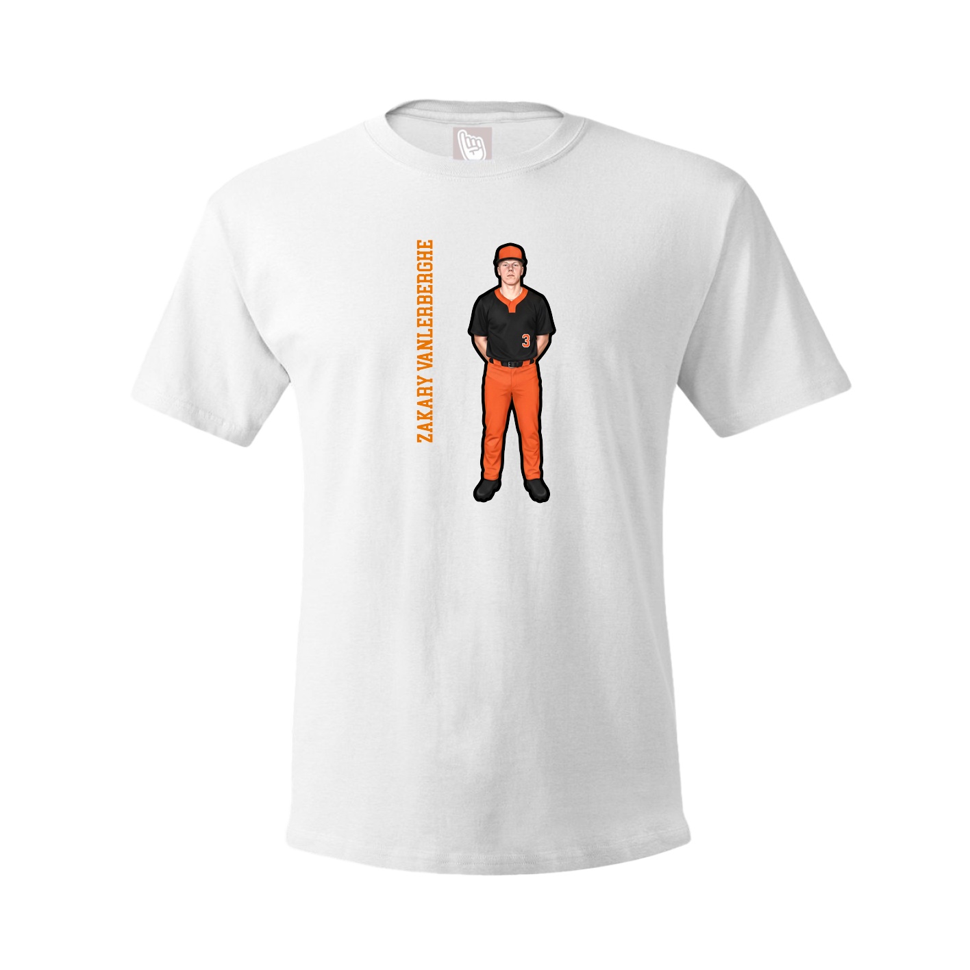 Youth Tee — Name Vertical in White