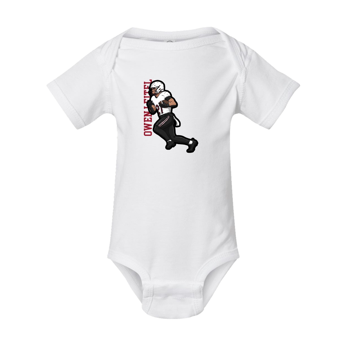 Baby Onesie — Name Vertical in White