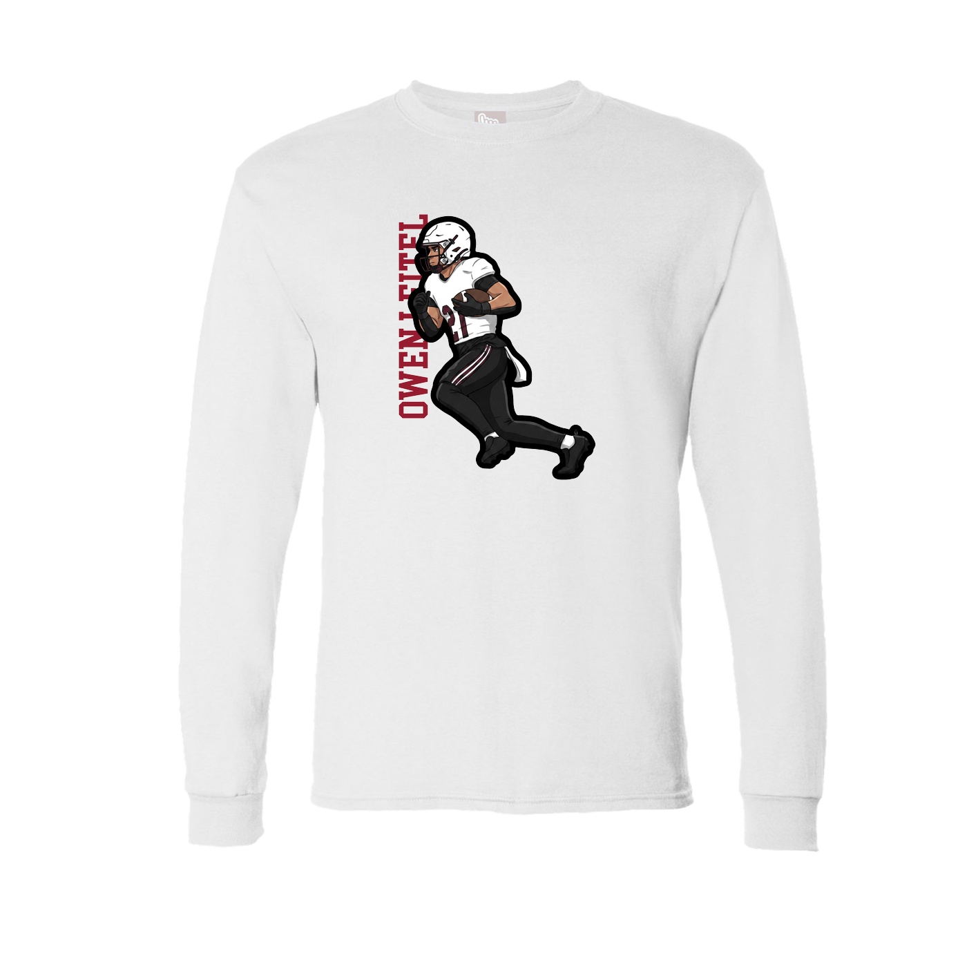 Long Sleeve Tee — Name Vertical in White
