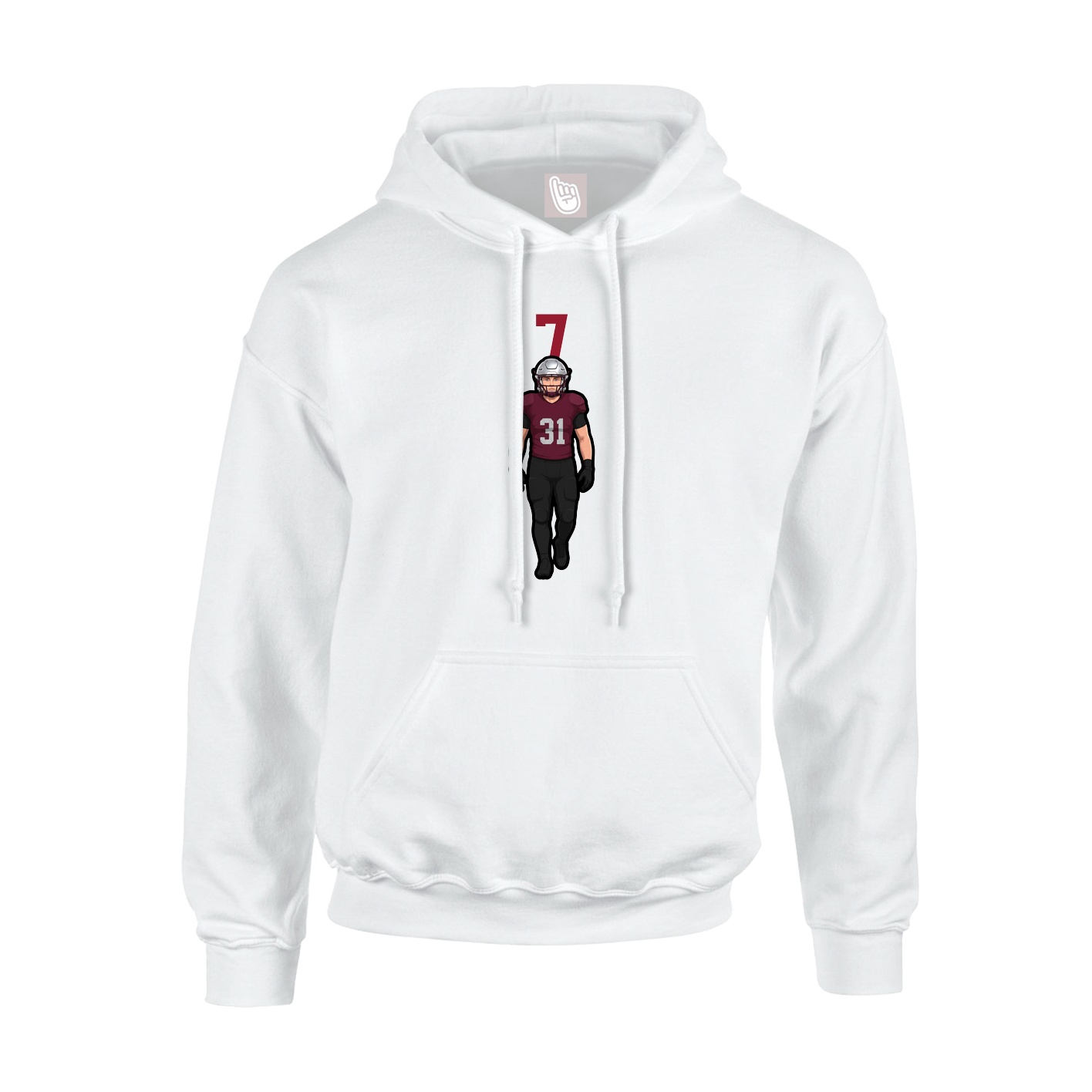 Youth Hoodie — Number Top in White