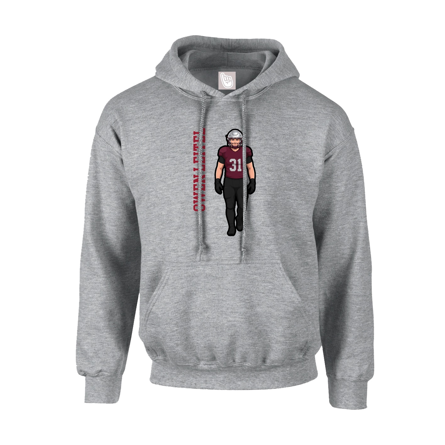 Youth Hoodie — Name Vertical in Grey