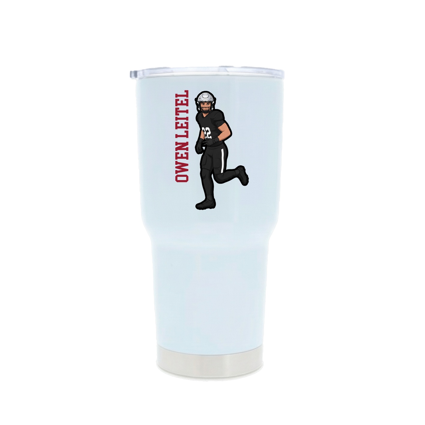 30oz Stainless Steel Tumbler — Name Vertical in White