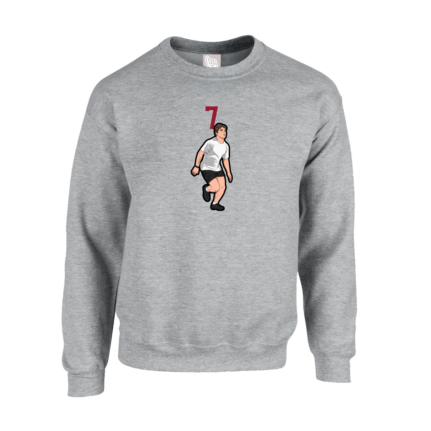 Fleece Crew — Number Top in Grey