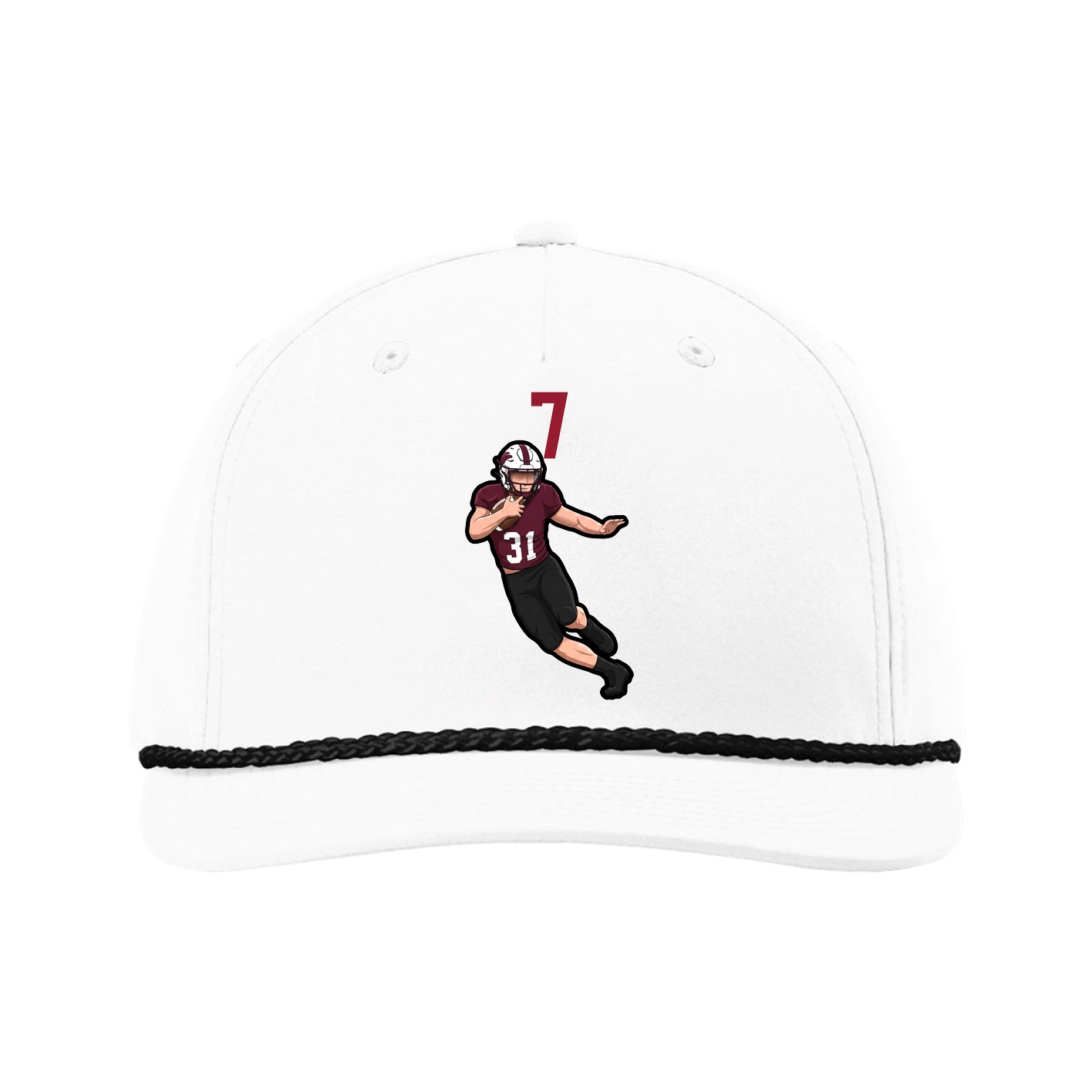 Five-Panel Classic Rope Cap — Number Top in White