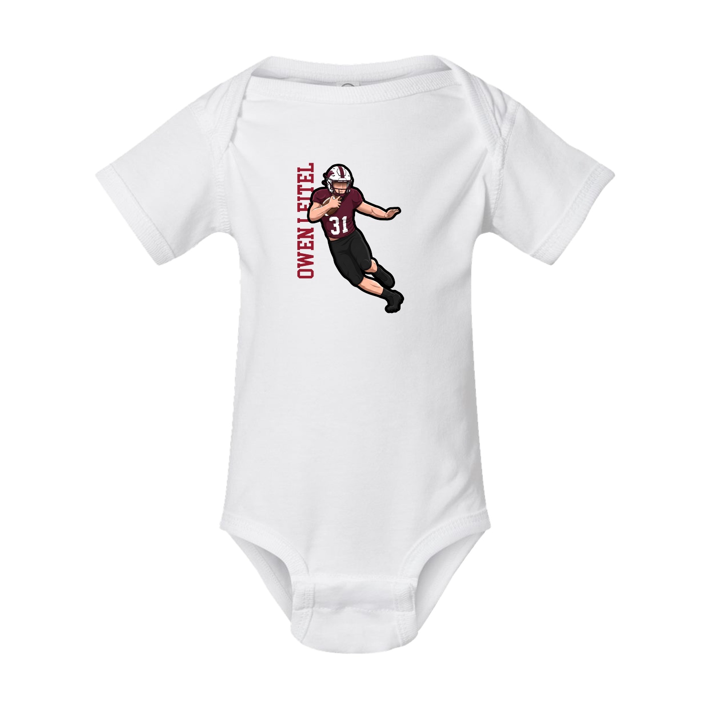 Baby Onesie — Name Vertical in White