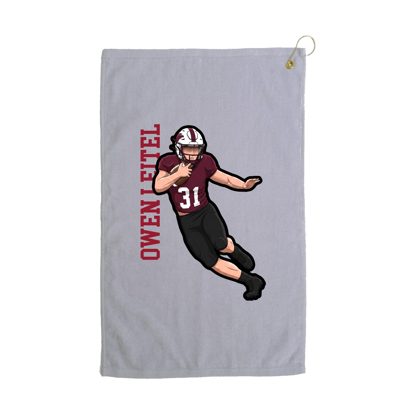 Golf Towel — Name Vertical in Grey