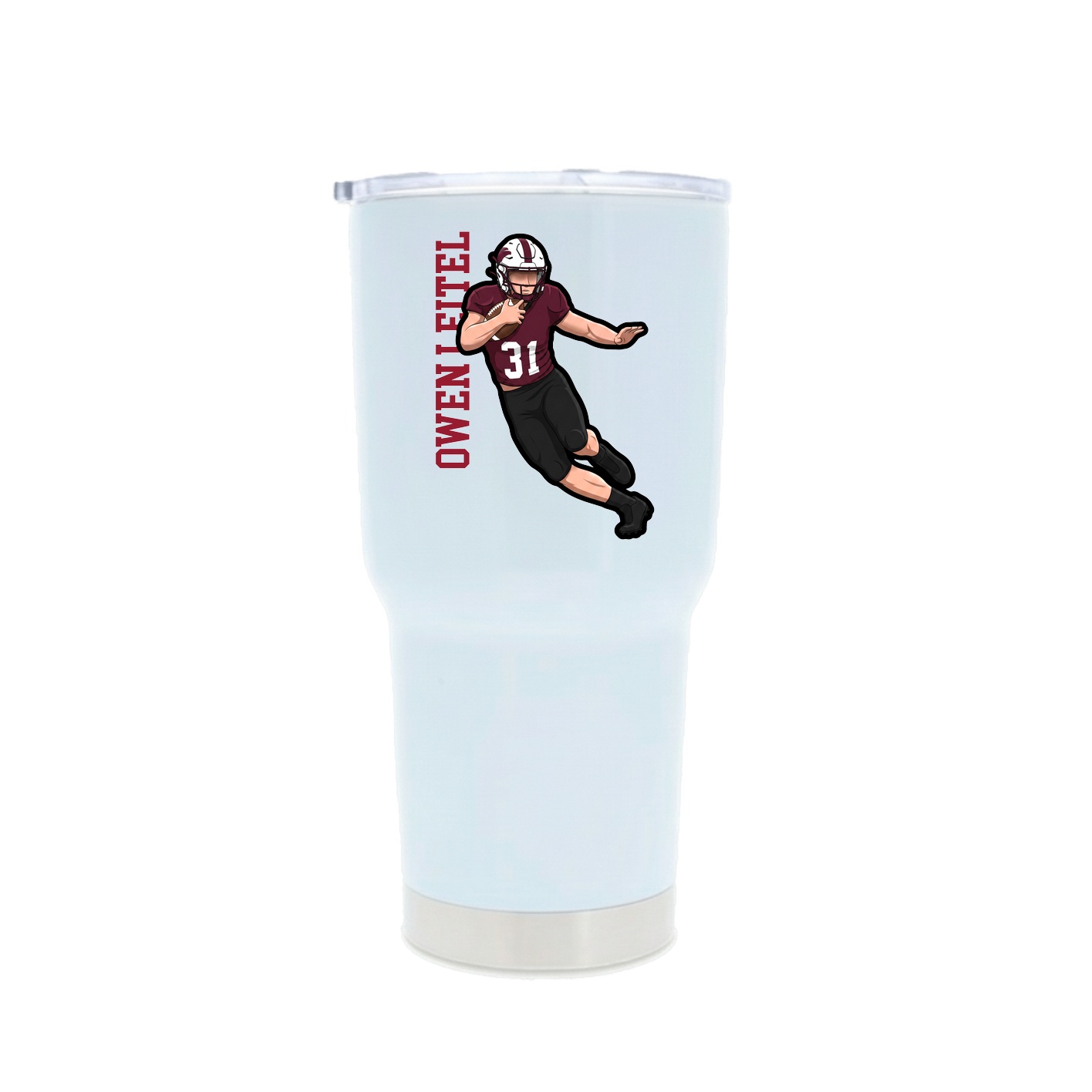 30oz Stainless Steel Tumbler — Name Vertical in White