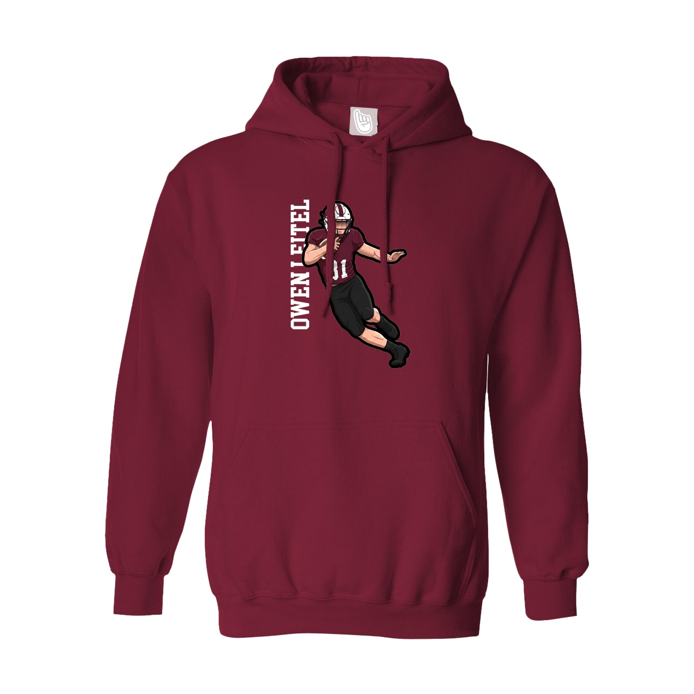 Hoodie — Name Vertical in Cardinal