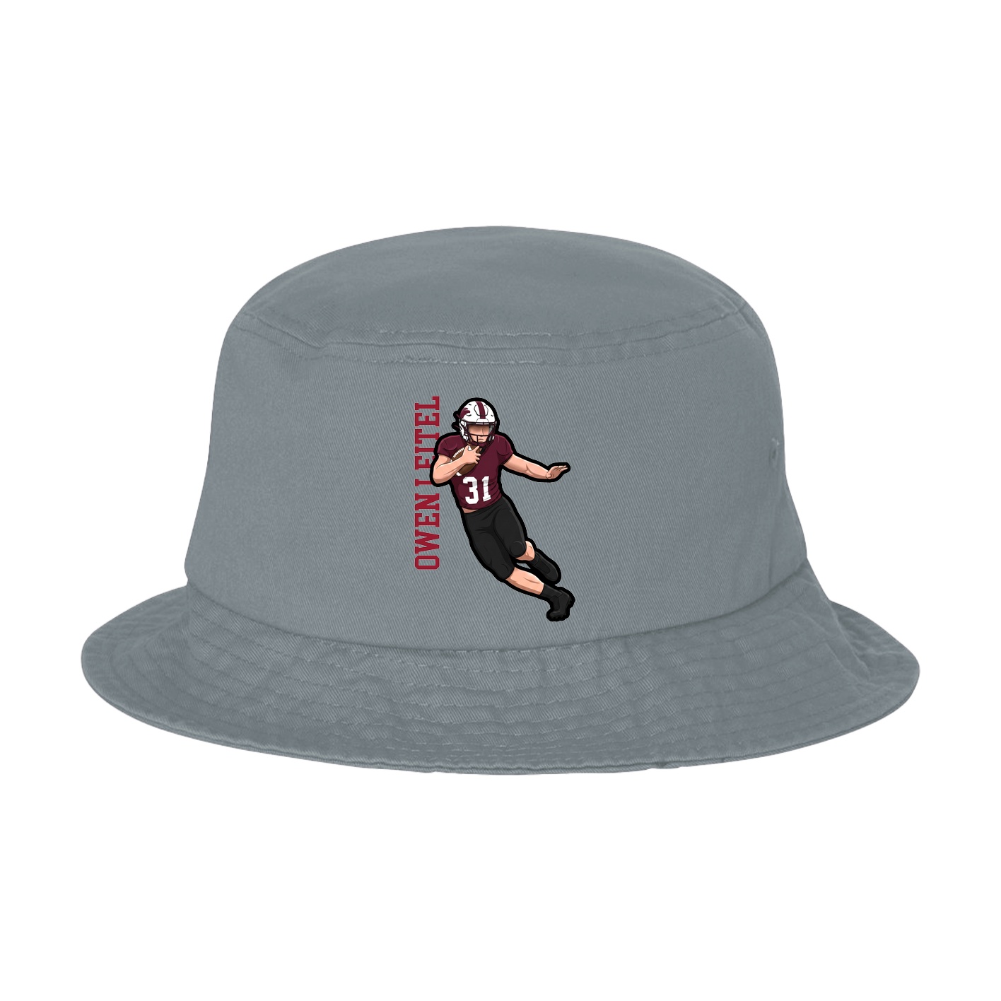 Bucket Cap — Name Vertical in Grey