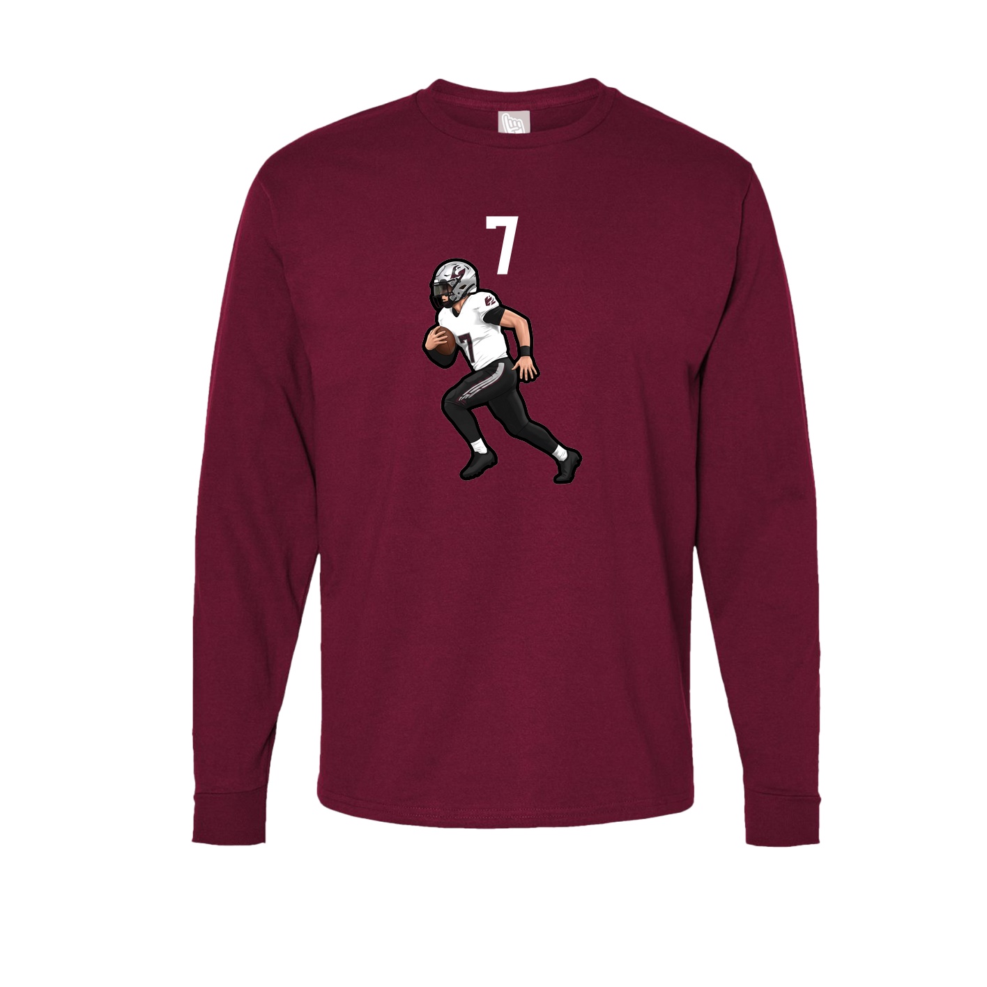 Long Sleeve Tee — Number Top in Cardinal