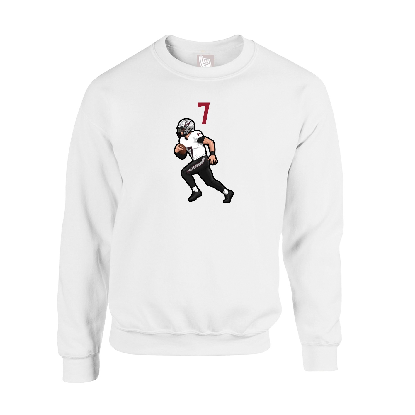 Fleece Crew — Number Top in White