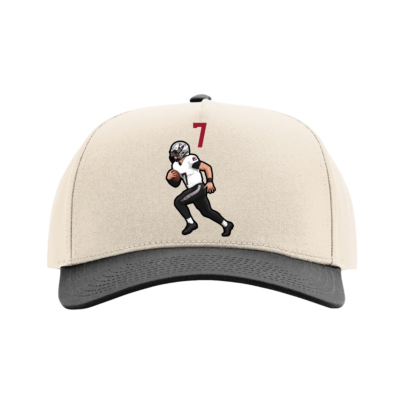 Full Fabric Five-Panel Champ Cap — Number Top in Cream/Black
