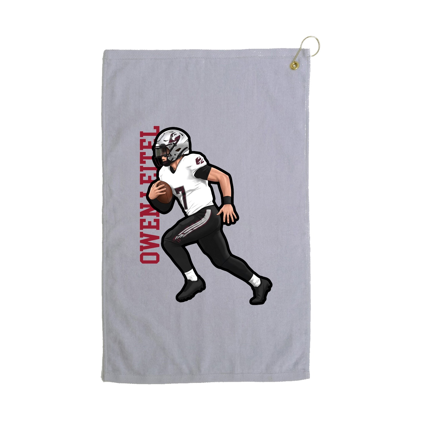 Golf Towel — Name Vertical in Grey