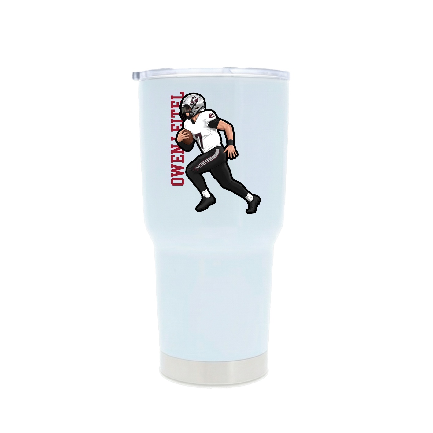 30oz Stainless Steel Tumbler — Name Vertical in White