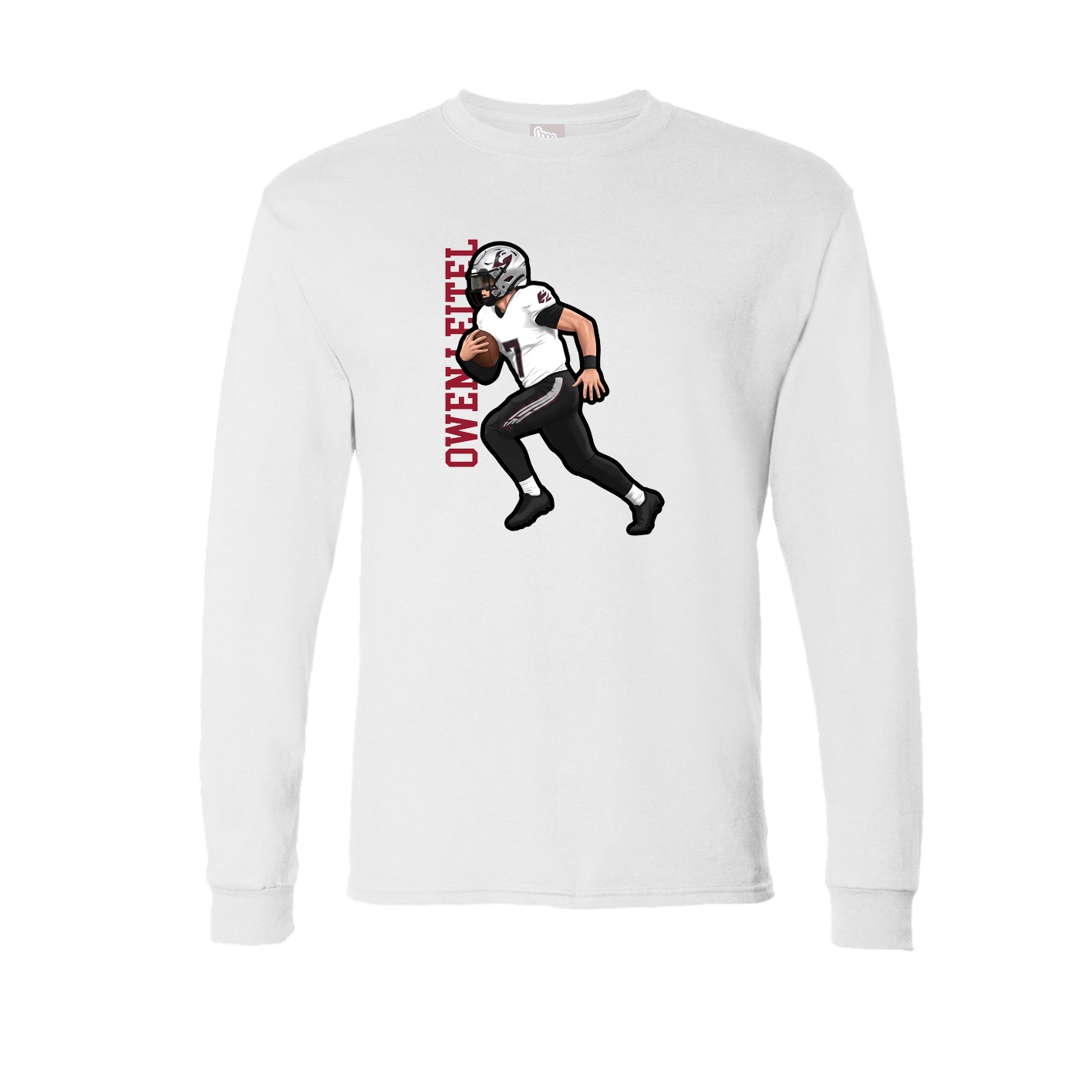 Long Sleeve Tee — Name Vertical in White