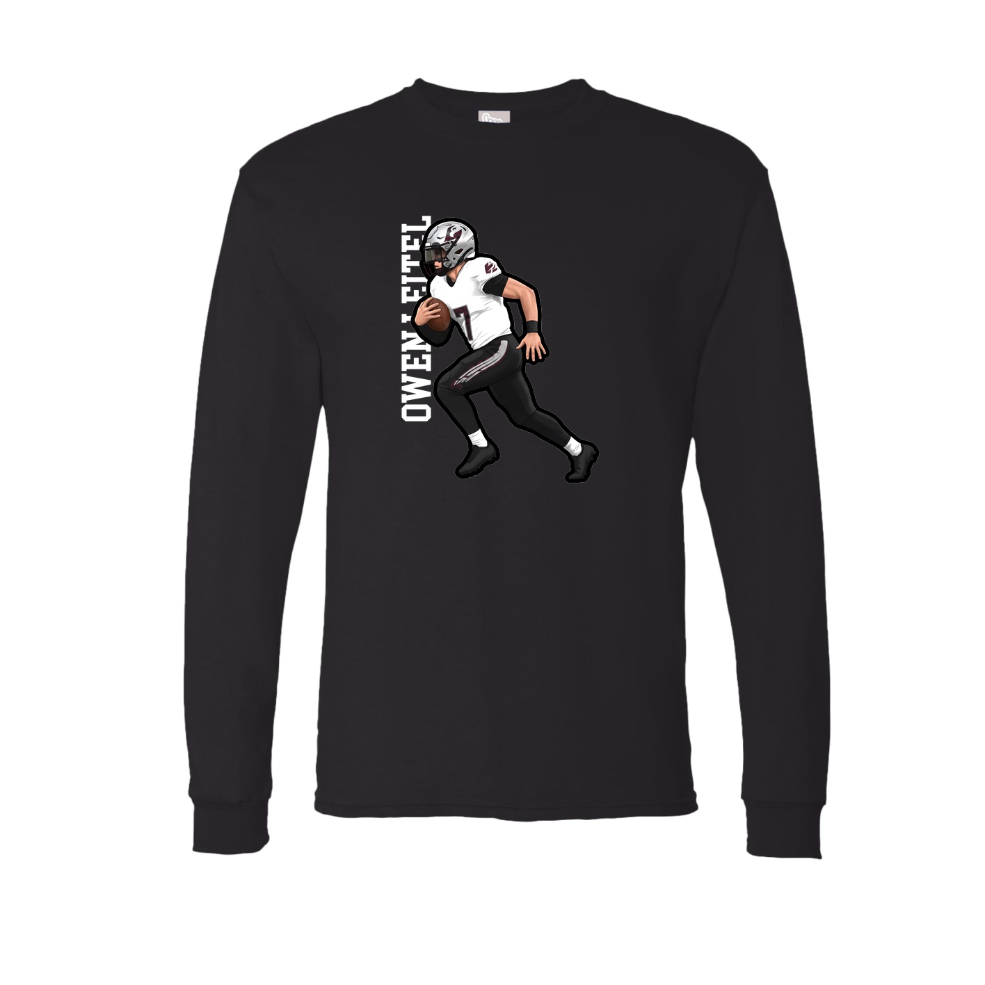 Long Sleeve Tee — Name Vertical in Black