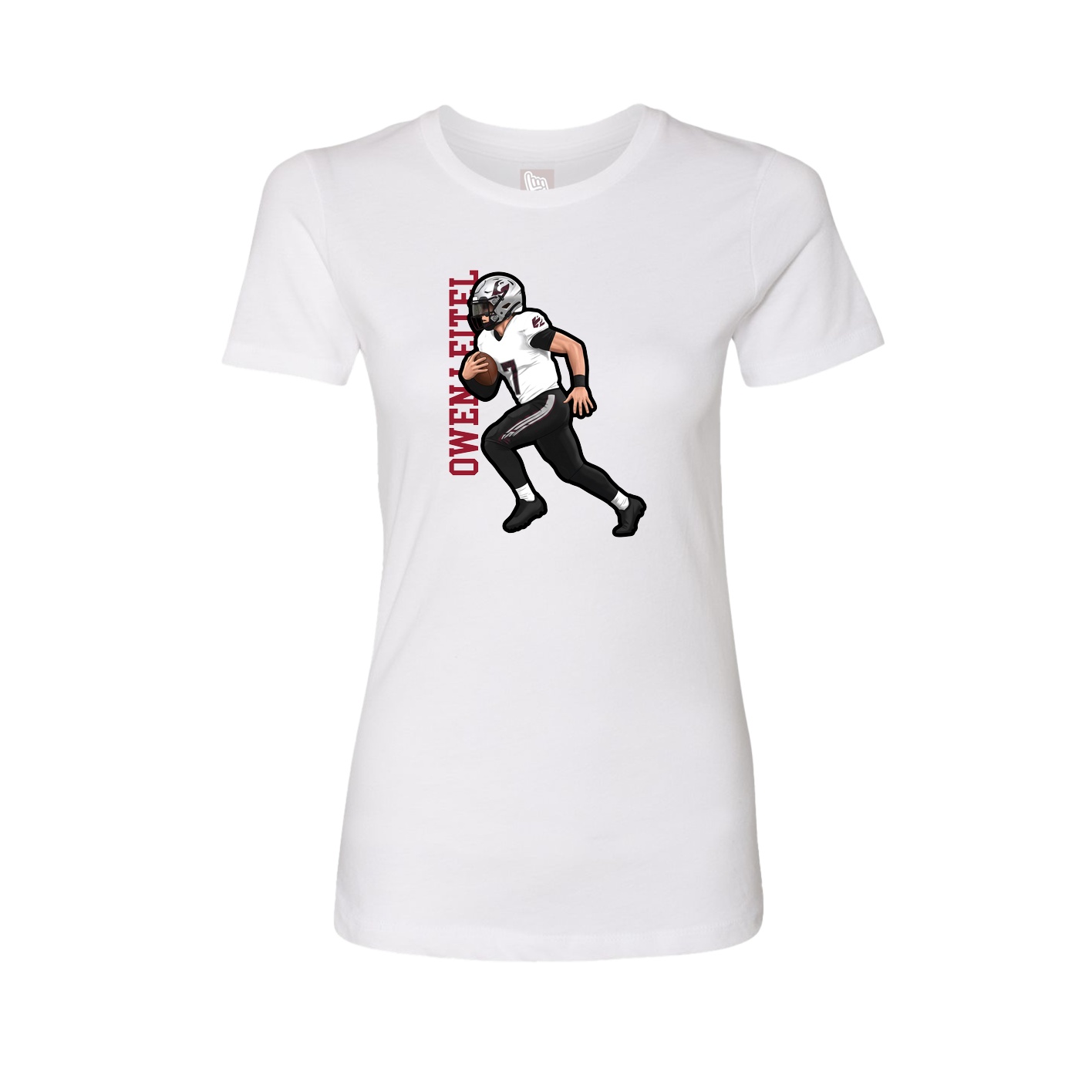 Womens Tee — Name Vertical in White