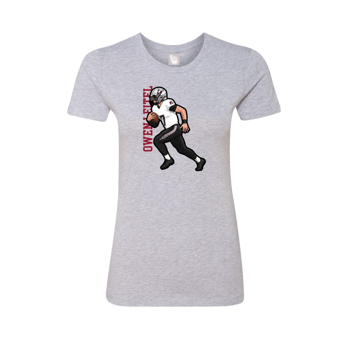 Fitted Women's Tee — Name Vertical in Grey