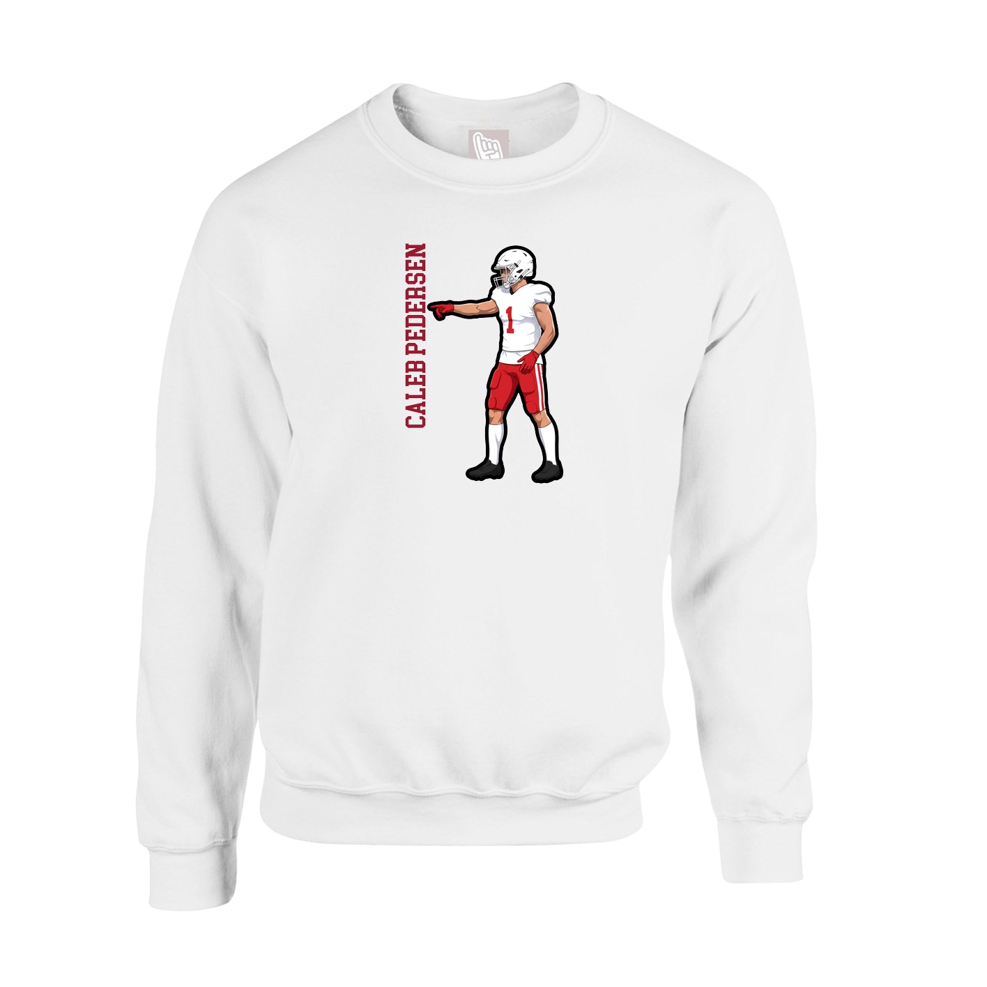 Fleece Crew — Name Vertical in White