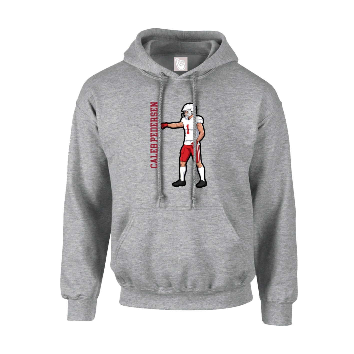 Youth Hoodie — Name Vertical in Grey