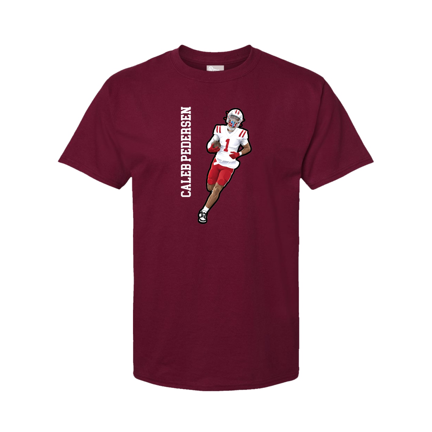 Youth Tee — Name Vertical in Cardinal