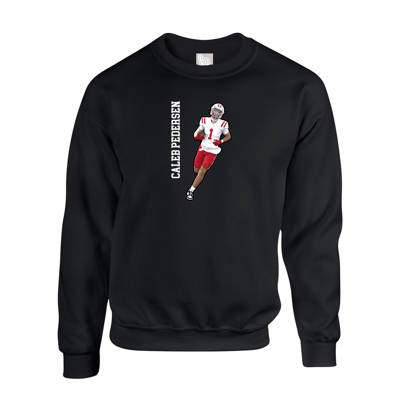Fleece Crew — Name Vertical in Black