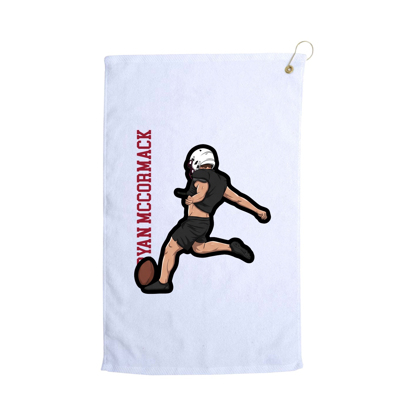 Golf Towel — Name Vertical in White