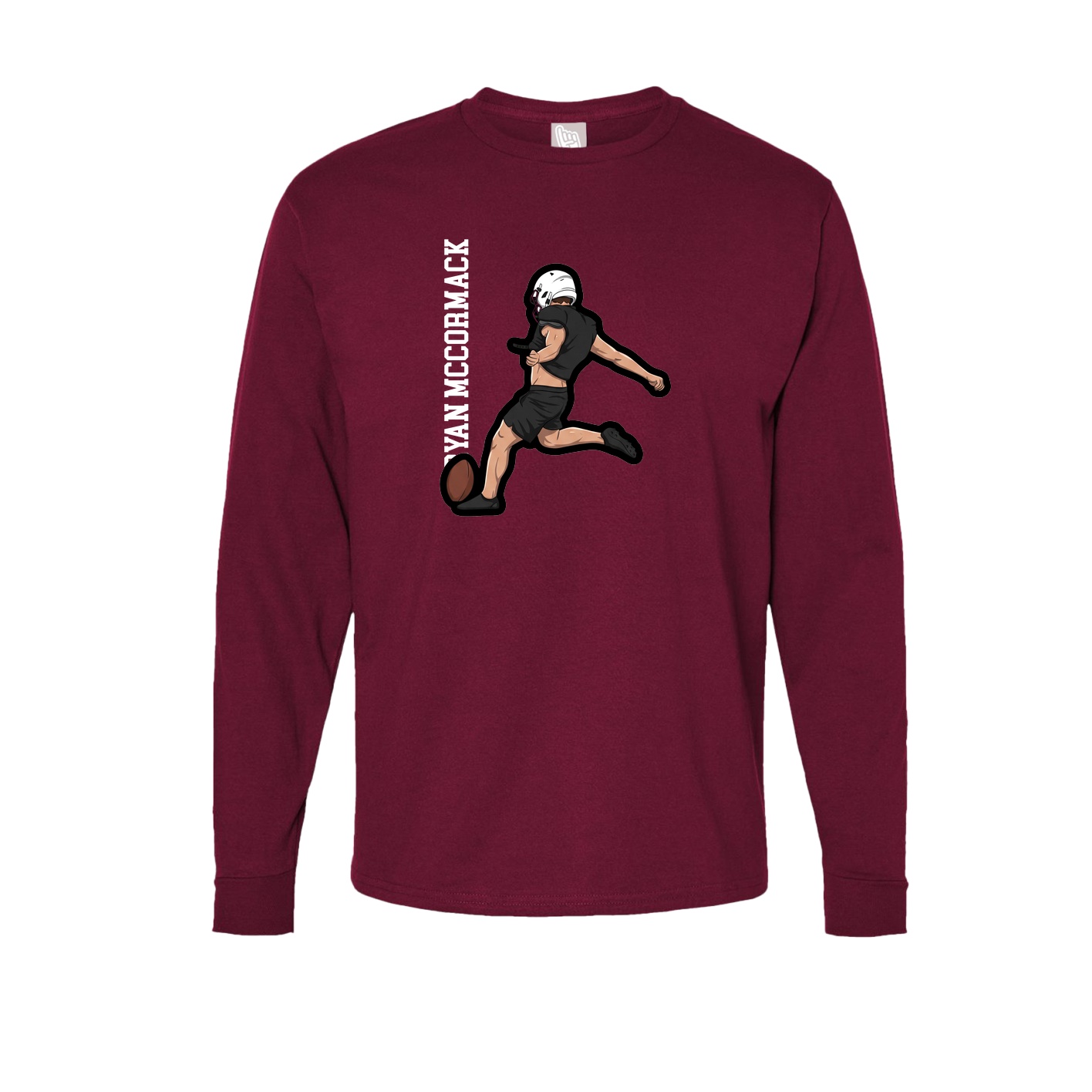 Long Sleeve Tee — Name Vertical in Cardinal