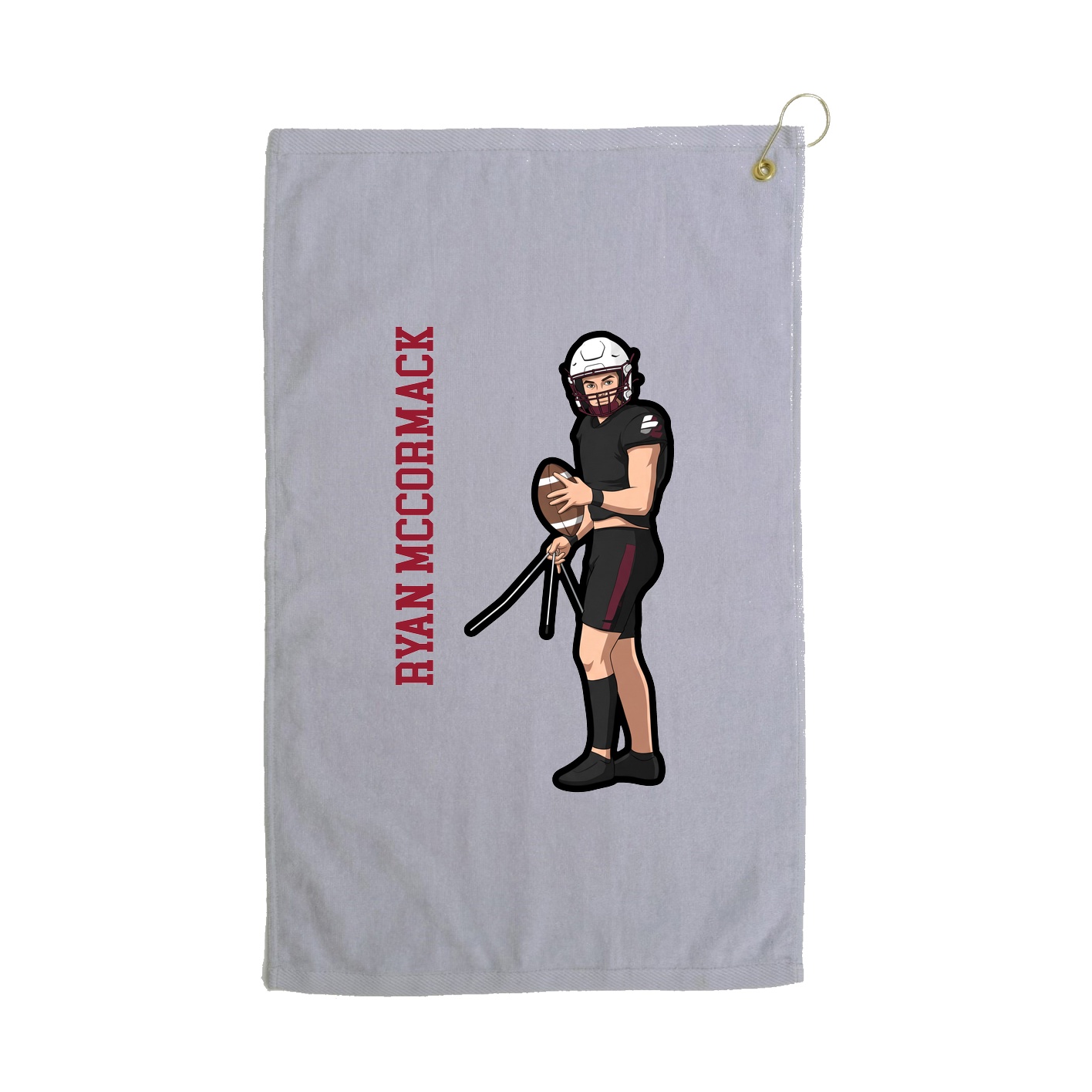 Golf Towel — Name Vertical in Grey
