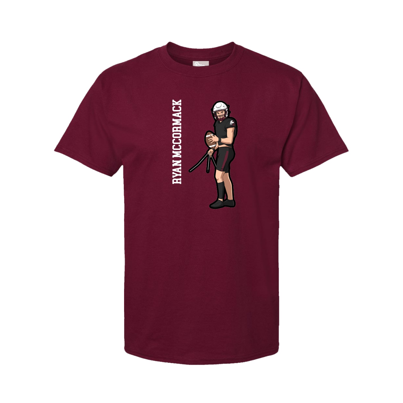 Youth Tee — Name Vertical in Cardinal