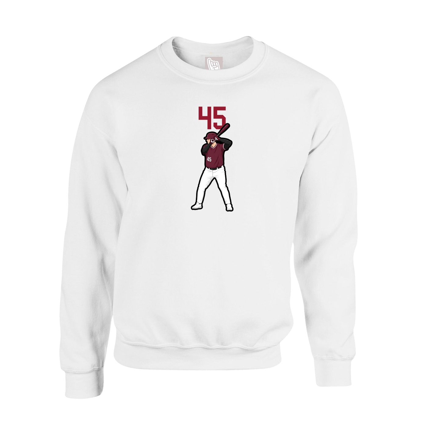 Fleece Crew — Number Top in White