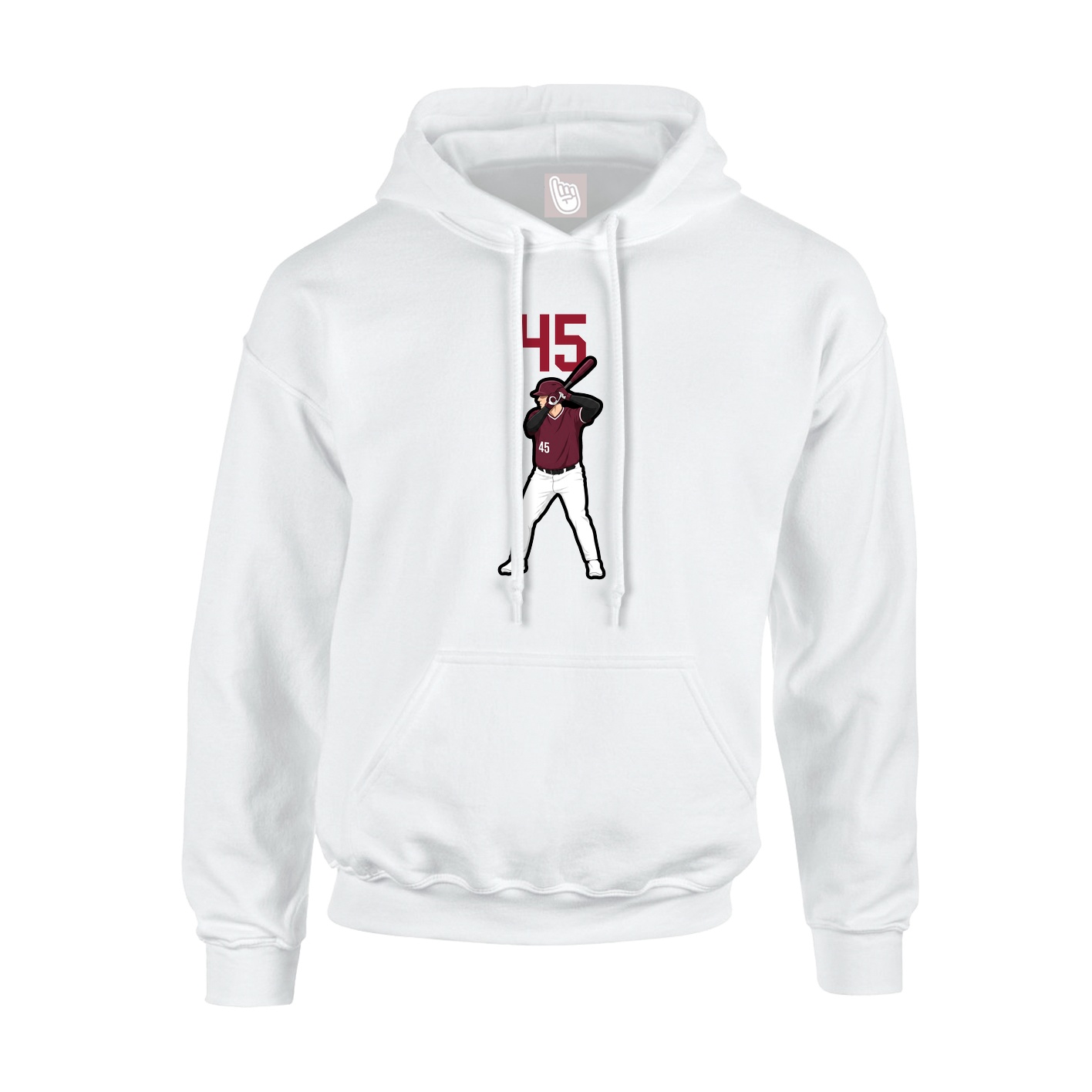 Youth Hoodie — Number Top in White