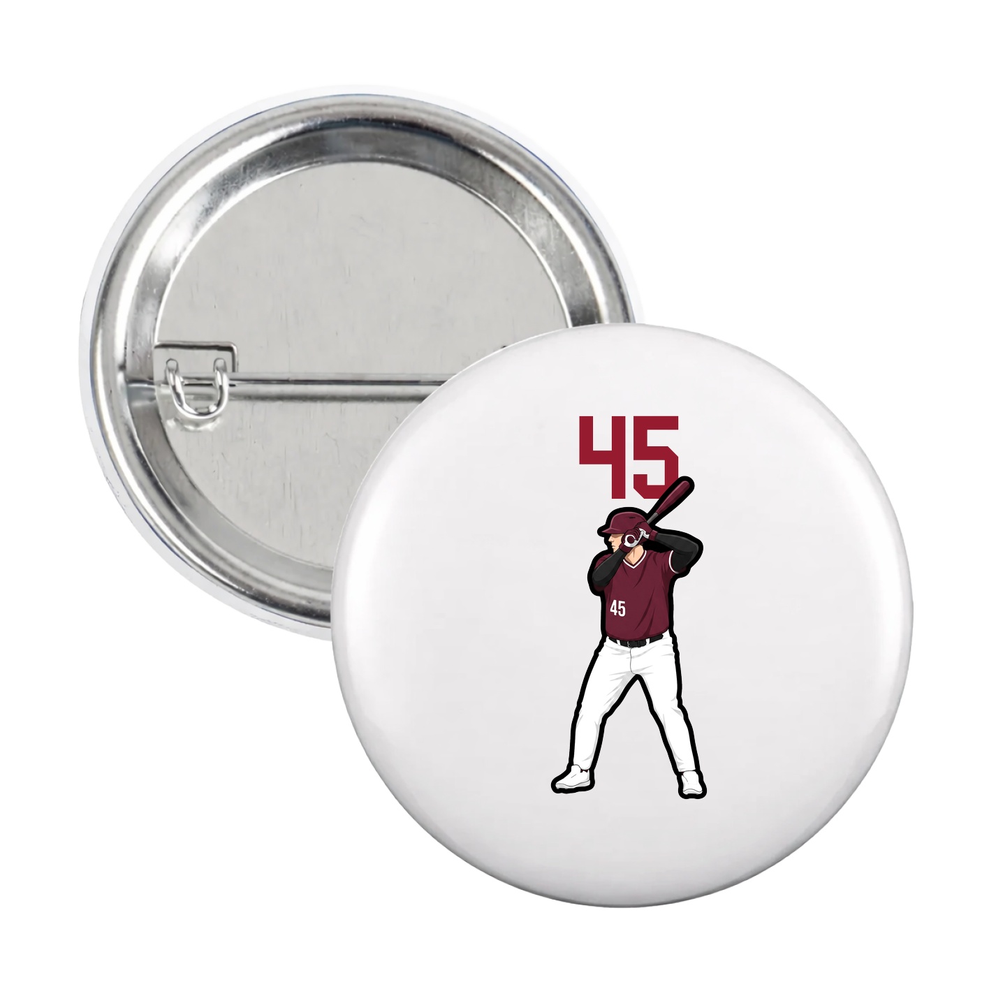 Game Day Button — Number Top in White
