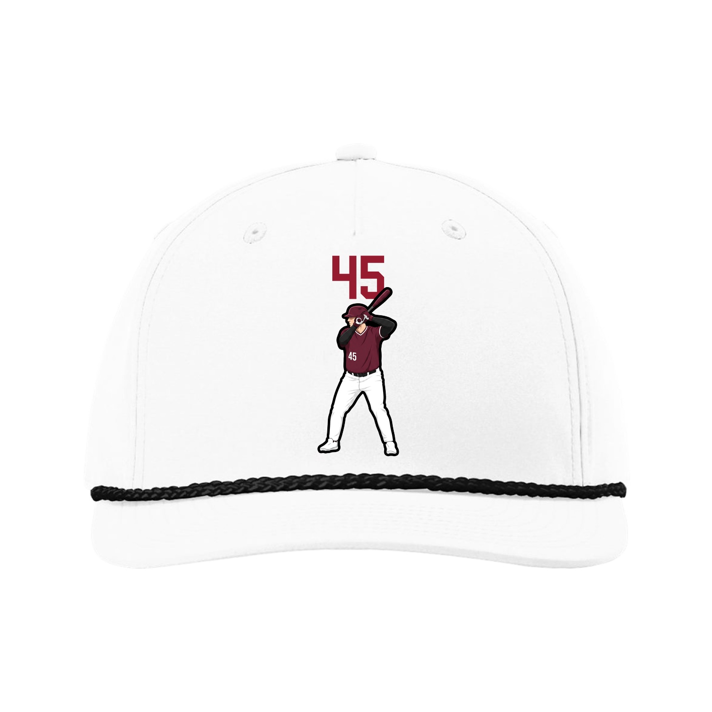 Five-Panel Classic Rope Cap — Number Top in White