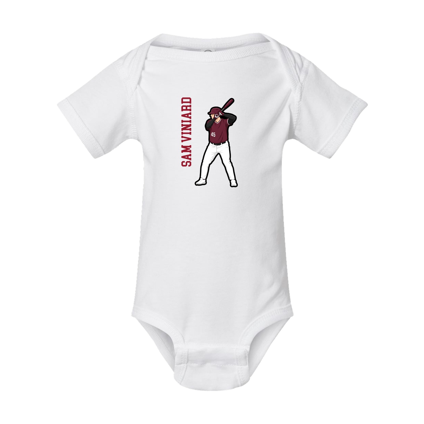 Baby Onesie — Name Vertical in White