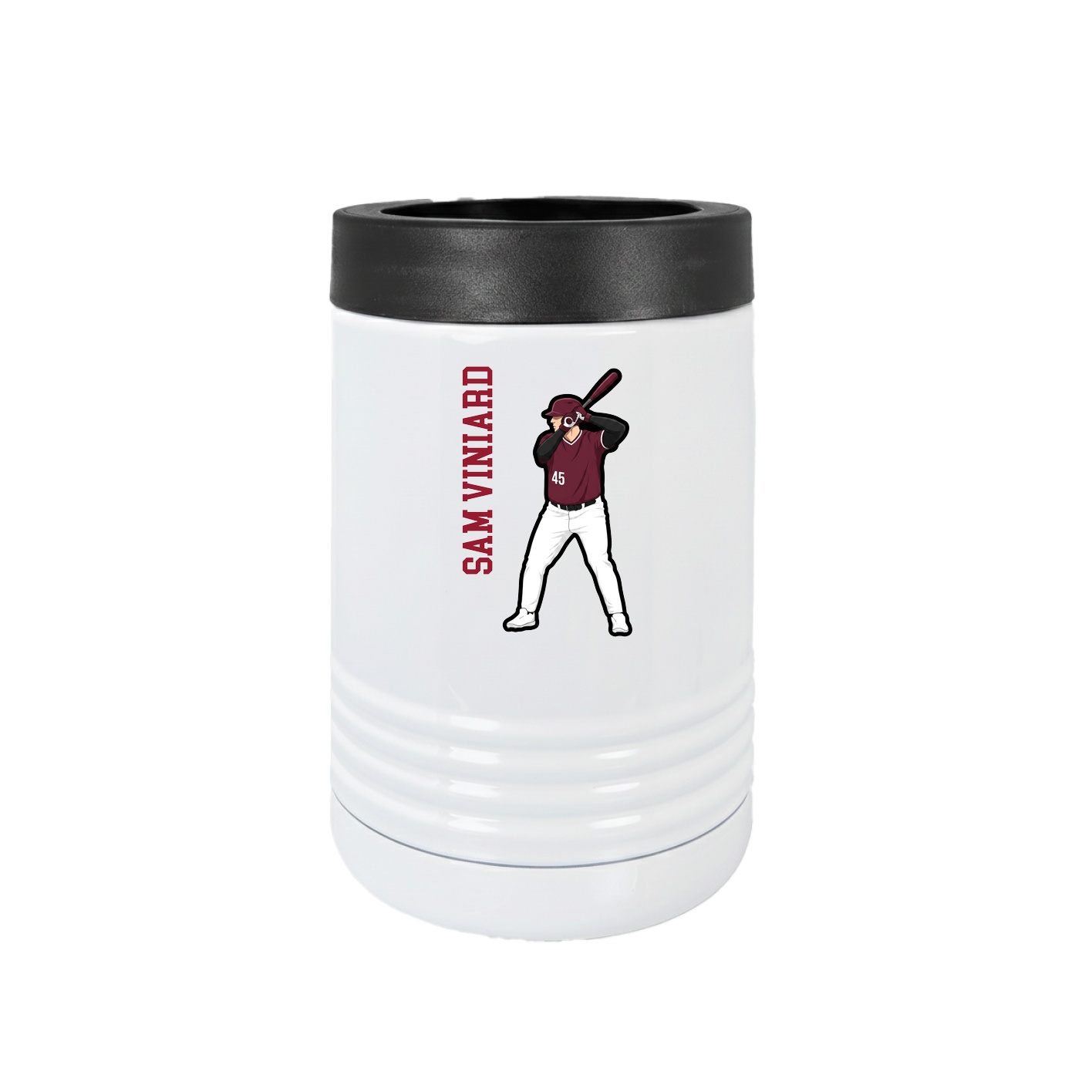 Beverage Holder — Name Vertical in White
