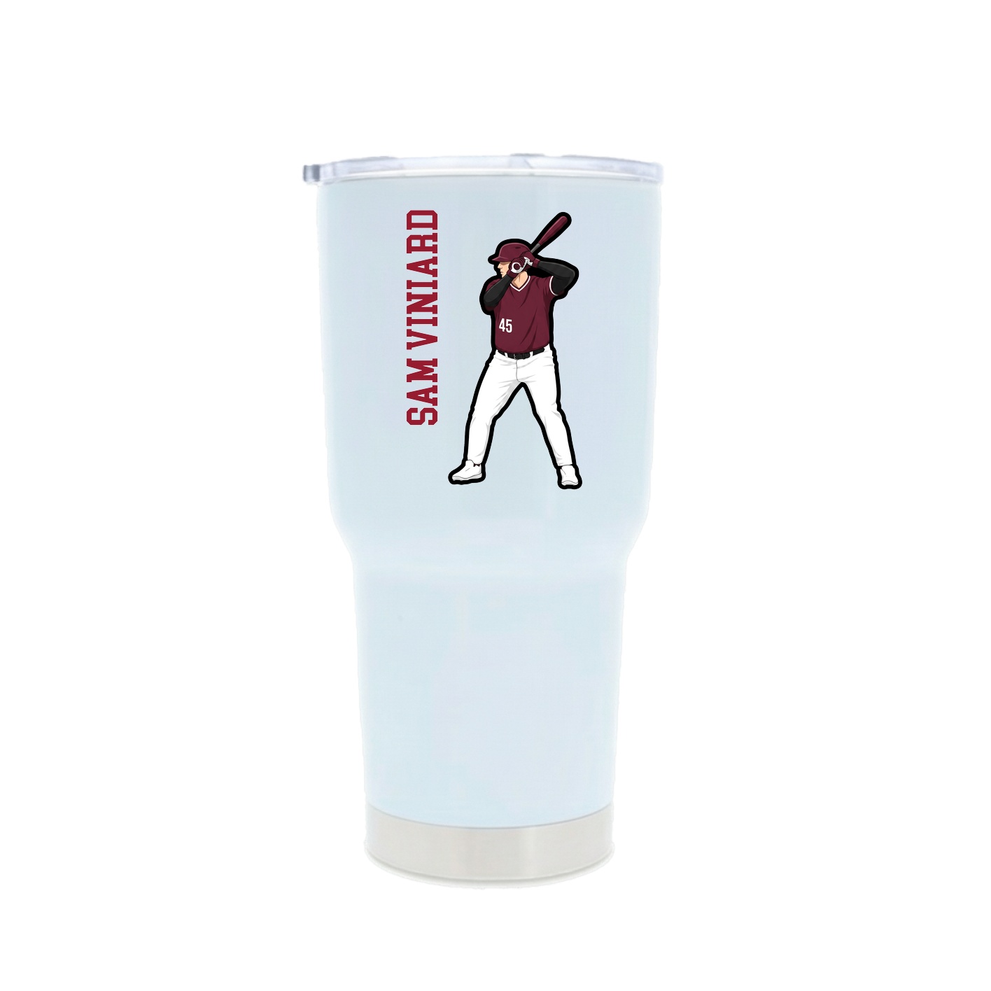 30oz Stainless Steel Tumbler — Name Vertical in White