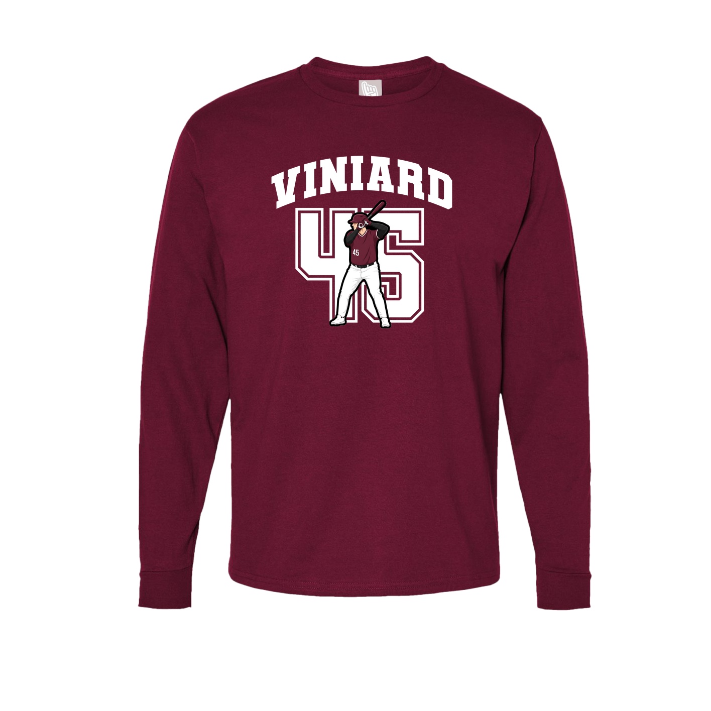 Long Sleeve Tee — Number in Cardinal