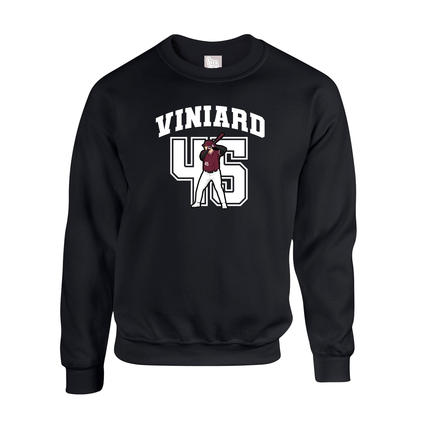Fleece Crew — Number in Black