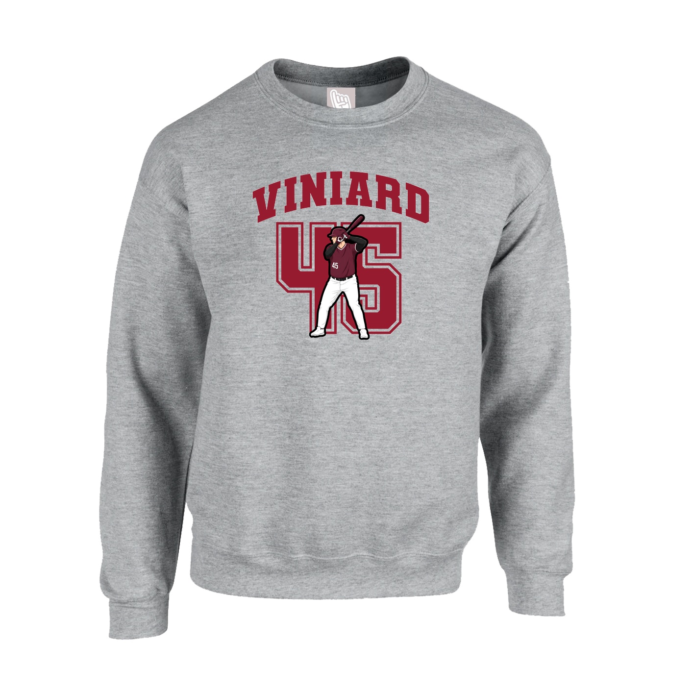 Fleece Crew — Number in Grey