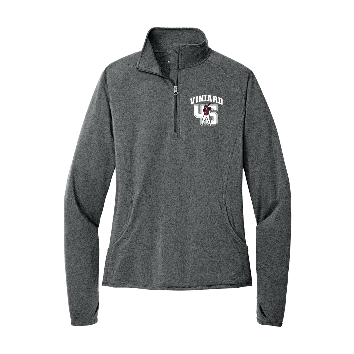 Women's Q-Zip Pullover — Number in Grey