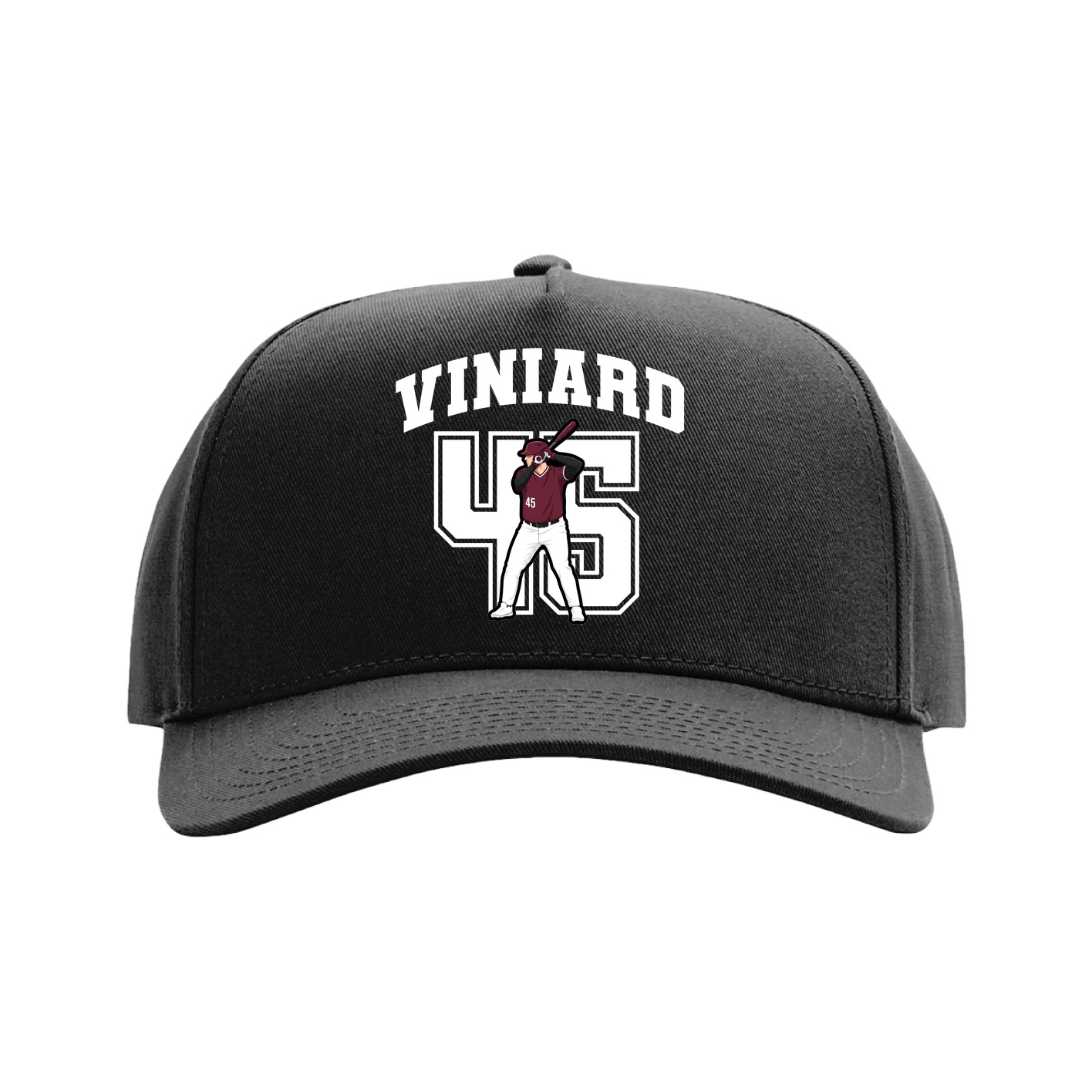 Full Fabric Five-Panel Champ Cap — Number in Black